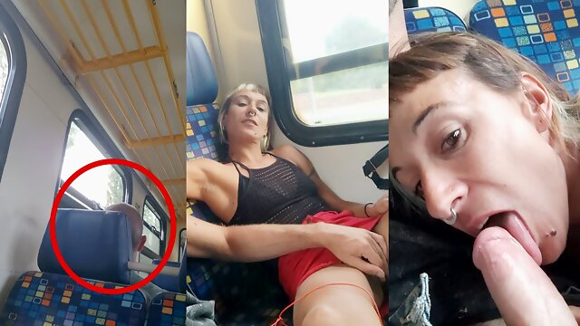 My friend masturbates me and I suck his cock travelling in a train with people