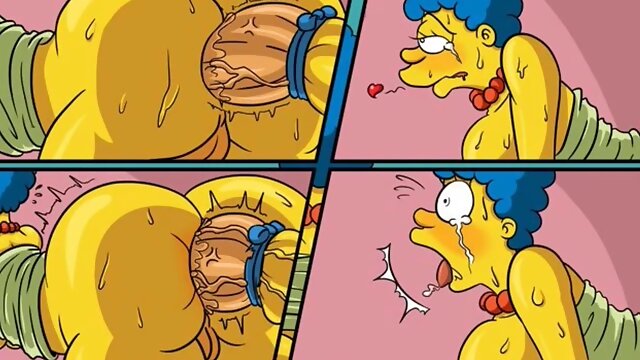 Big cock Flanders fucked busty Marge through the hole comic