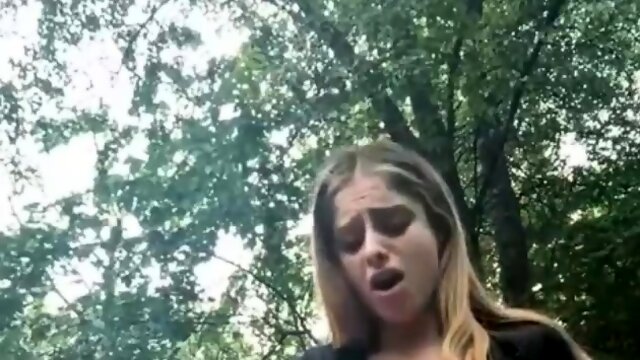 Horny teen squirt and get pounded hard outdoor in public