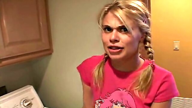 Little Summer Fingering Pussy Closeup in the laundry