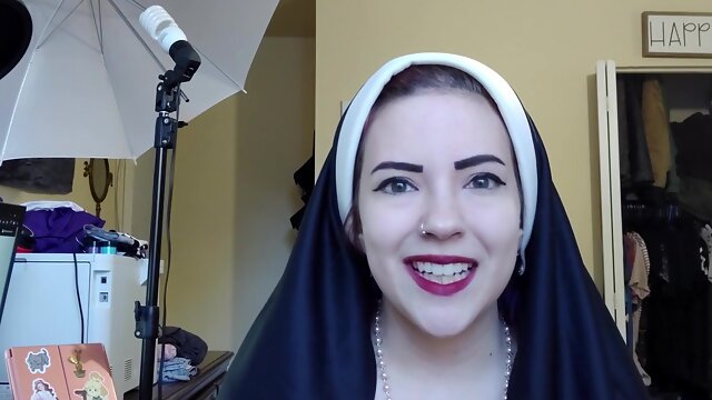 Curse God With Naked Naughty Nun(4K) - Brunette