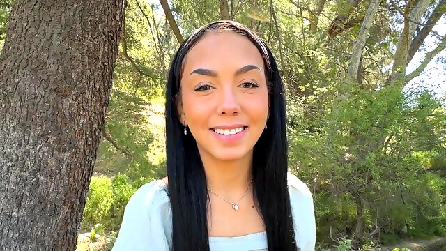 Brunette Bianca Bangs with small tits riding a hard manhood