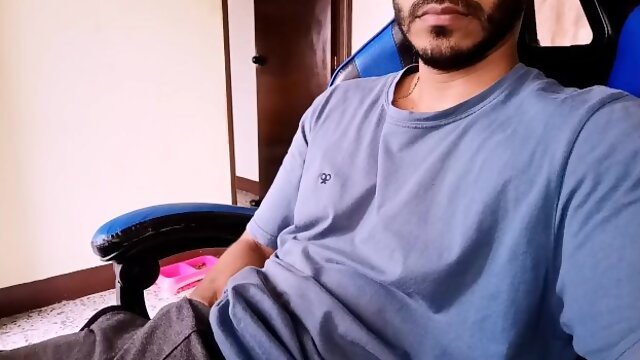 Masturbating my uncut cock gets wet precum