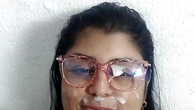 My stepsister interrupts me and I end up fucking her and filling her whole face with cum