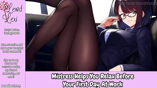 Mistress helps you relax before the first day at work - Erotic audio for men