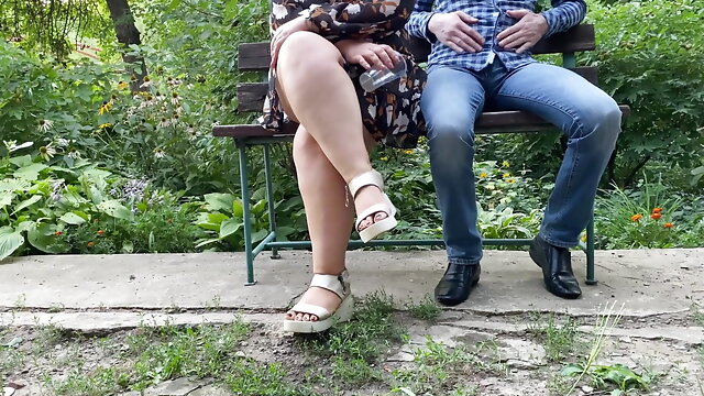 Dogging Outdoors, BBW, Hairy, Mom, Pussy, Old And Young, Russian