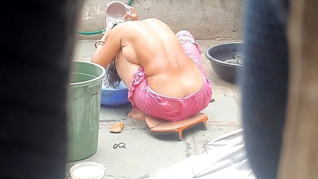 Bathing, Indian Bathroom, Desi Indian