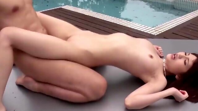 Slender japanese babe is getting roughly fucked by the swimming pool