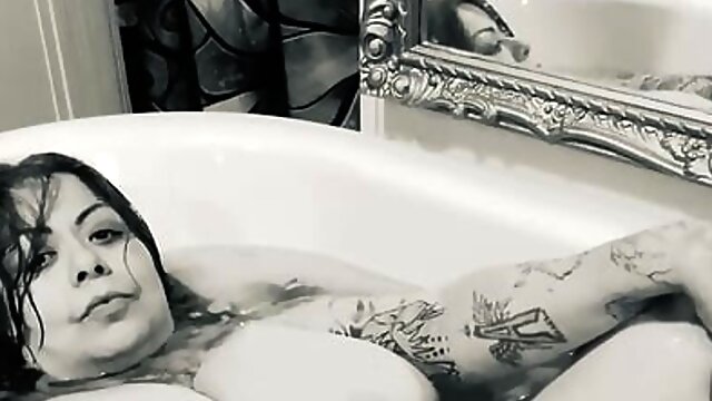 Sexy Fat tummy giggling in the bathtub