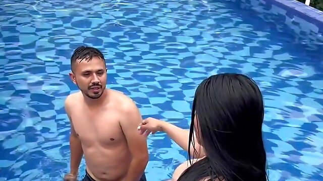 Horny pool guy fucks me when my husband is away