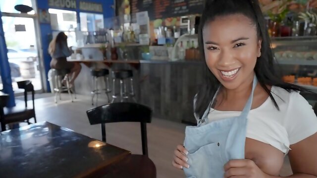 Teen Creampie Pussy, Waitress, Cafe, POV