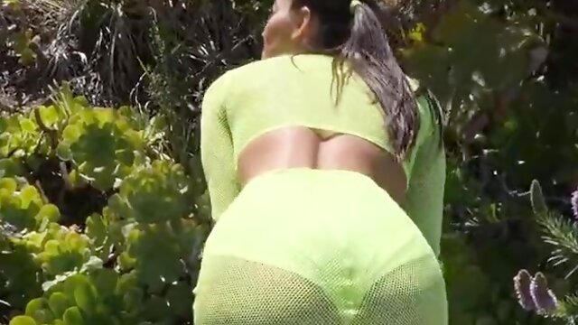 Brunette girlfriend wearing fishnet lingerie gets slammed