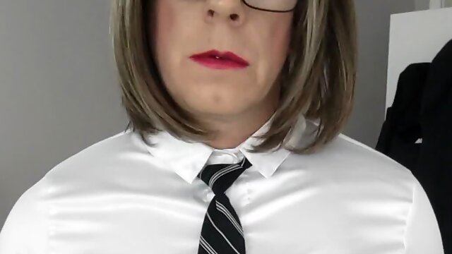 Mature tranny Holly in uniform