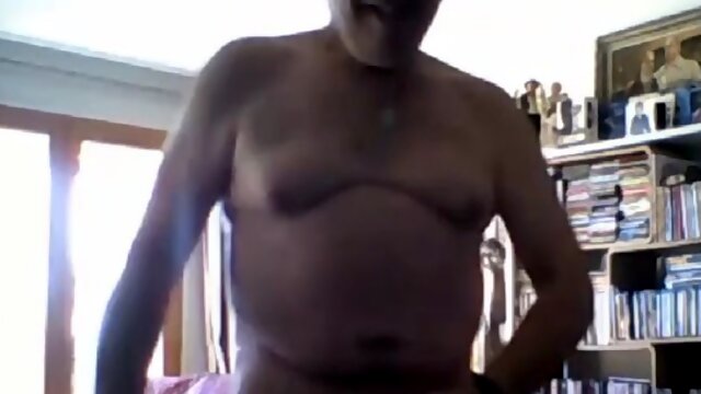 Grandpa plays on webcam