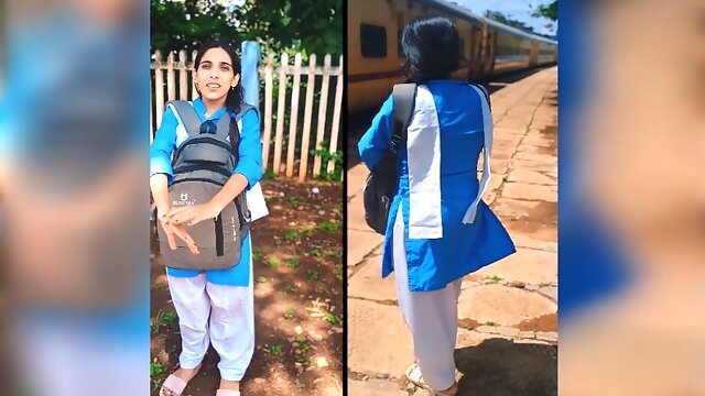 Indian school girl Hindi dropped off at railway station Hindi