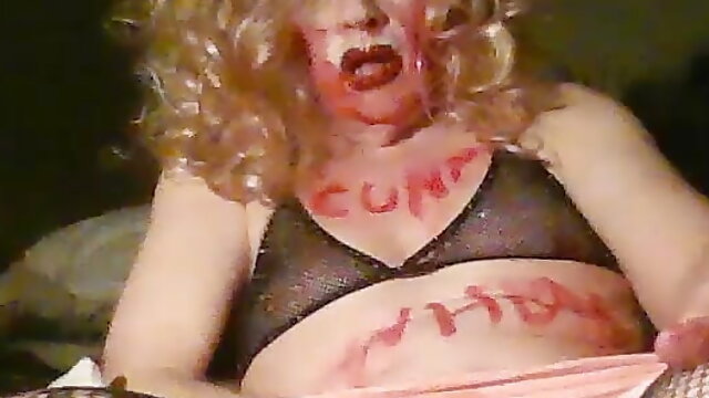 Worthless sissy cumdump fag Sarah Millward - fucks herself with 8inch dildo, smokes, wanks - totally humiliated mess