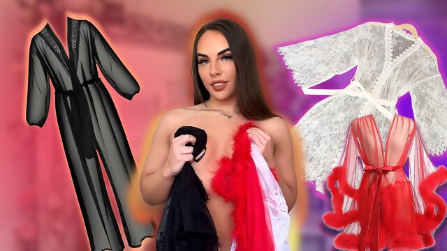 4k TRANSPARENT Night Gown Robe TRY ON HAUL with Mirror View