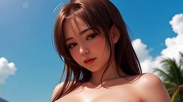 IA 3D girls showing big tits on the beach