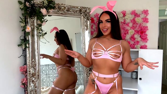 4K TRANSPARENT Bunny Lingerie Costumes TRY ON Outfit with Mirror View!