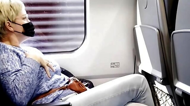 Crossed legs orgasm on a train