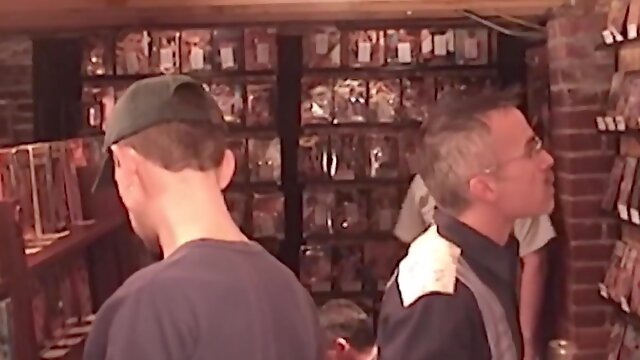 Hungry Gay Scene-4 Gay Cock Sucking Orgy At The Video Store