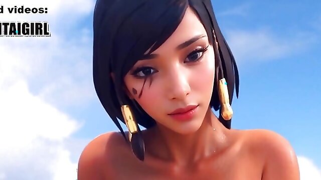 Overwatch Pharah cosplay Titjob Uncensored Hentai AI generated