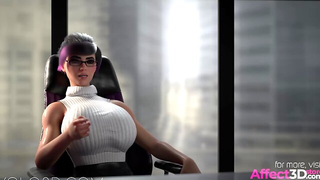 3D futa boss fucking a futanari babe on a job interview