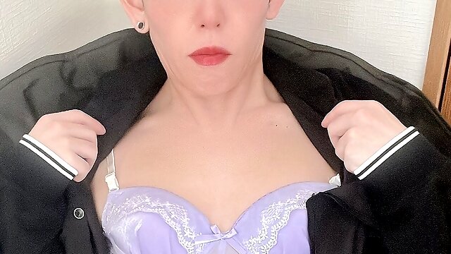 Crossdresser Lingerie, Asian Crossdresser Solo, Sissy, Japanese, Small Cock