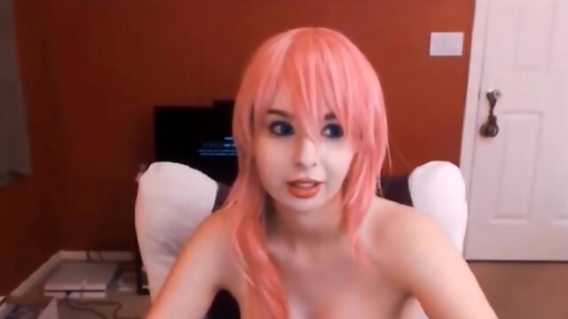 Pink hair trans teen wanks and cumshot