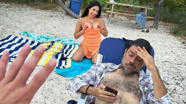 I Bend Over & Bang My Hot Latina Stepsis on Public Beach - Mypervyfamily -