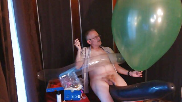 116) Jerk Off with Giant Round Balloon and 2 Long Balloons