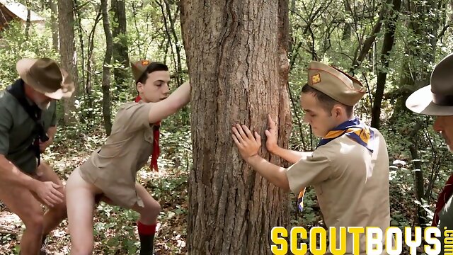 ScoutBoys - Wondrous sleek scout dudes nailed humid & firm by super-hot strung up DILFs