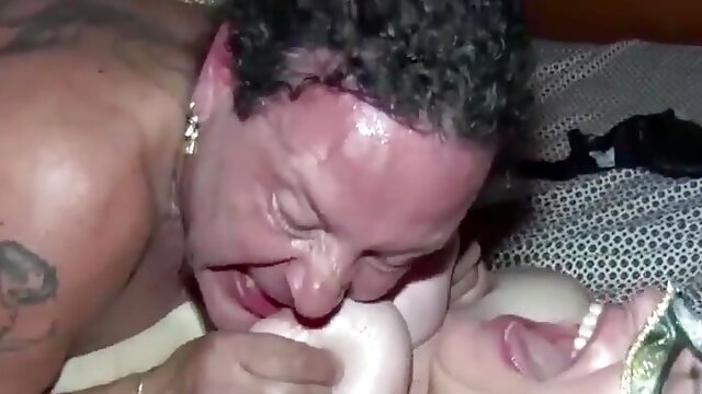 The black teen and the mature whore. Foot fucking and head in the toilet