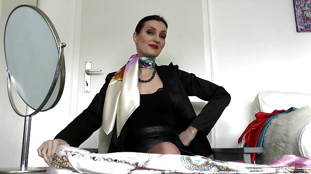 Scarf Fetish, Leather, Satin, Shy