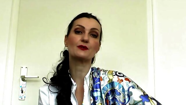 Classic German, Neck Fetish, Satin Blouse, German Mature Solo, Shiny