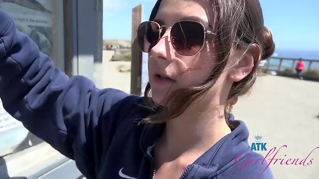 Exploring the beach on this date with Serena Hill, blowjob, and fucking her deep in public