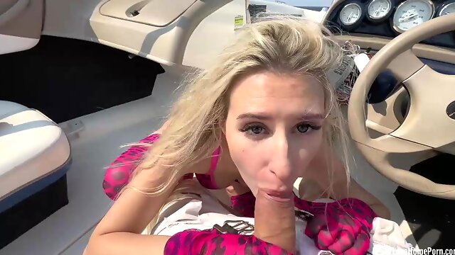 Blond Hair Babe cutie thanks me for a boat ride