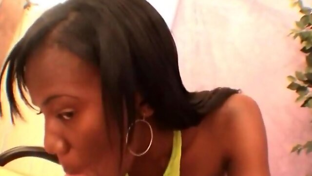 POV ebony sucking on hard cock