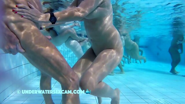 Hot Older Couple Arouses Each Other Underwater