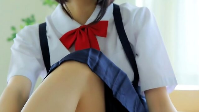 Cute Japanese Solo, School Uniform, Panty Tease