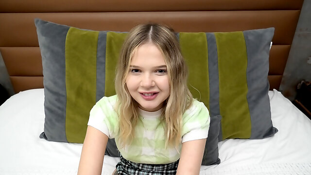 This POV casting video stars an 85 lb blonde teen 18+ amateur