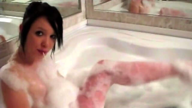Tiny Red Slut with perfect body Bathtub Tease