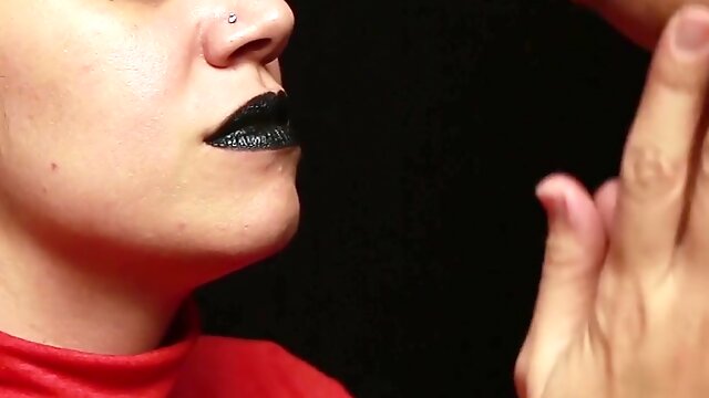 Cfnm - Red Turtleneck, Black Lips - Handjob + Cum Mouthful + Cum On Clothes