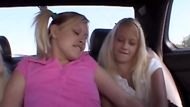 Lesbian In Car, Schoolgirls Striptease