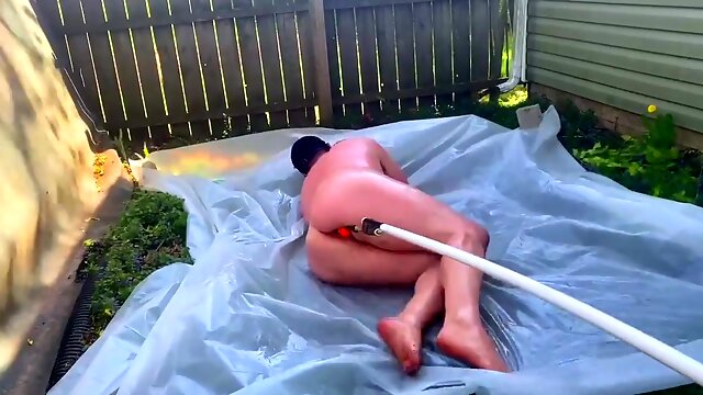 Sweet Bootie Fellow Gets Greasy with Pool Nut Sack in his Culo Outdoors