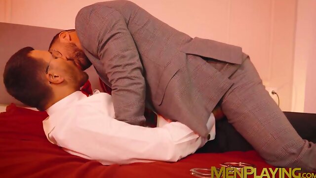 Suited Giuspel sat on the face of Juan McCoy before riding the hard cock