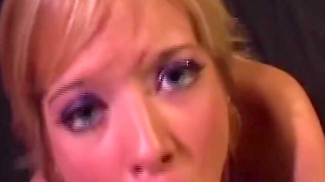 A Luscious Blonde Strips For The Camera And Sits On A Thick Sausage