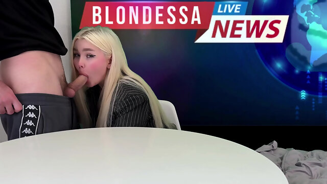 Sexy news anchor wantonly fucked with a cameraman during a break.