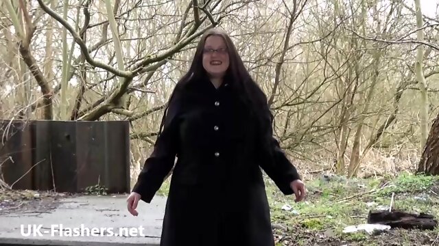 Chubby amateur flashing and bbw public masturbation of fat exhibitionist Emma outdoors showing pussy and tits to