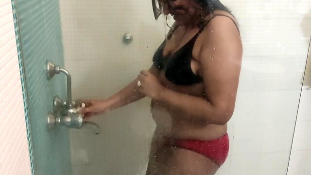 A Gorgeous Bengali Girl Priti Bathing In A Bathroom. Voyer